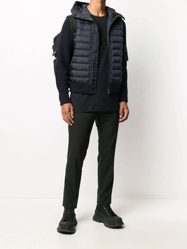 Logo Patch Padded Wool Cardigan Navy - MONCLER - BALAAN 3