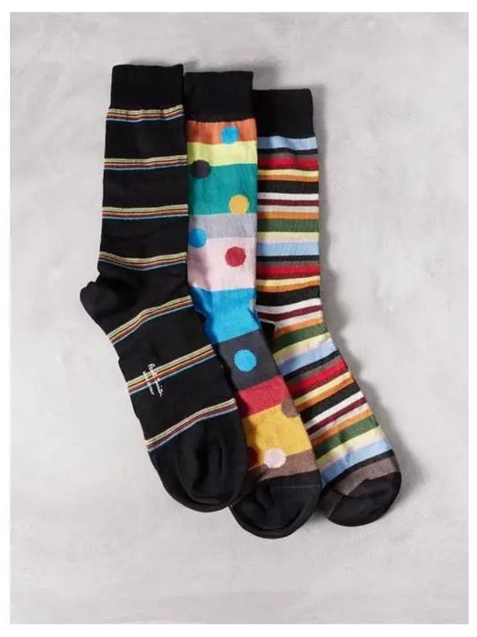 3-Pack Multicolor Patterned Cotton Blend Socks - PAUL SMITH - BALAAN 1