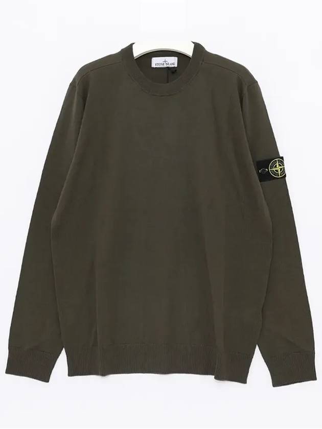 Regular Fit Crew Neck Wool Knit Top Khaki - STONE ISLAND - BALAAN 3