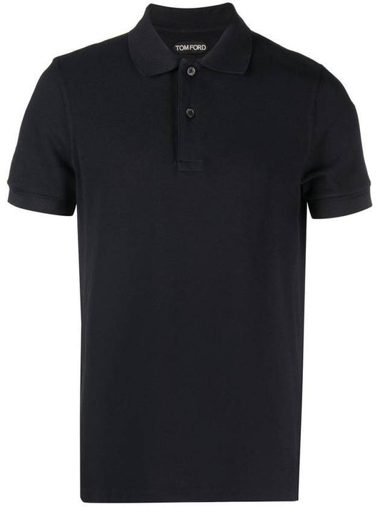 Men's Classic Tennis Short Sleeve Polo Shirt Navy - TOM FORD - BALAAN 1