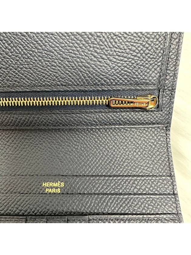 Bearn Compact Half Wallet Blue Indigo - HERMES - BALAAN 5