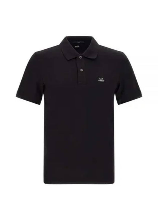 Logo Patch Polo Shirt Black - CP COMPANY - BALAAN 2