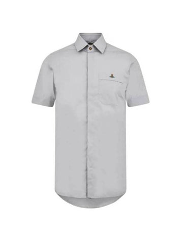 Men's Logo Classic Short Sleeve Shirt Grey - VIVIENNE WESTWOOD - BALAAN 1