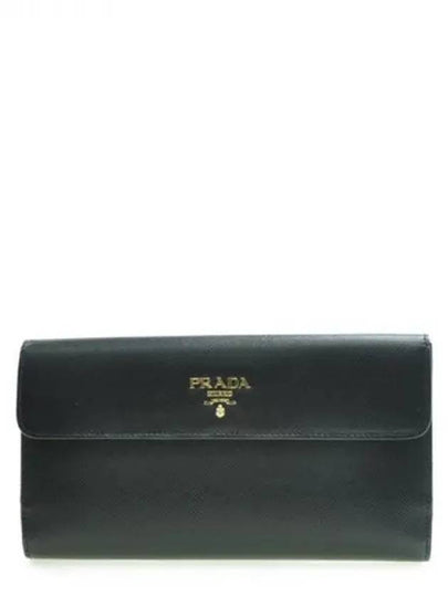 Saffiano Leather Long Wallet Black - PRADA - BALAAN 2