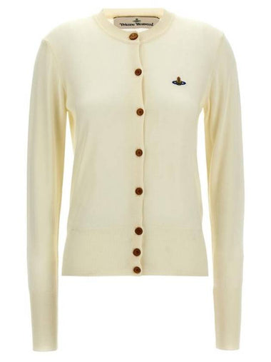 Bea Embroidered Logo Cardigan Ivory - VIVIENNE WESTWOOD - BALAAN 1