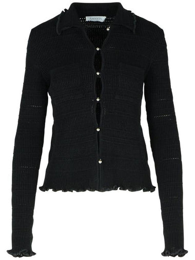 Lanvin 'Ribbed' Black Cotton Cardigan - LANVIN - BALAAN 1