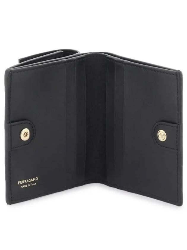 Gancini Compact Half Wallet Black - SALVATORE FERRAGAMO - BALAAN 3