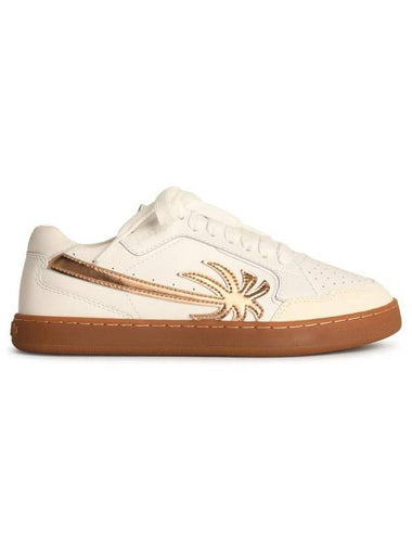 Palm Angels 'New Palm' White Leather Sneakers - PALM ANGELS - BALAAN 1