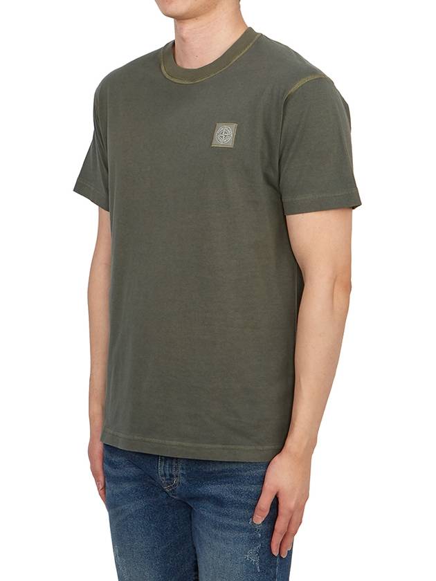 Organic Cotton Short Sleeve T-Shirt Sage Green - STONE ISLAND - BALAAN 3