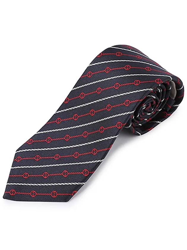 Round Interlocking G Rope Silk Tie Navy Blue - GUCCI - BALAAN 2