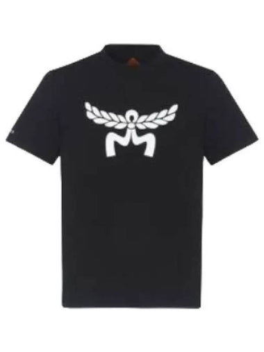 Organic Cotton Laurel Logo Print T Shirt Short Sleeve Tee - MCM - BALAAN 1