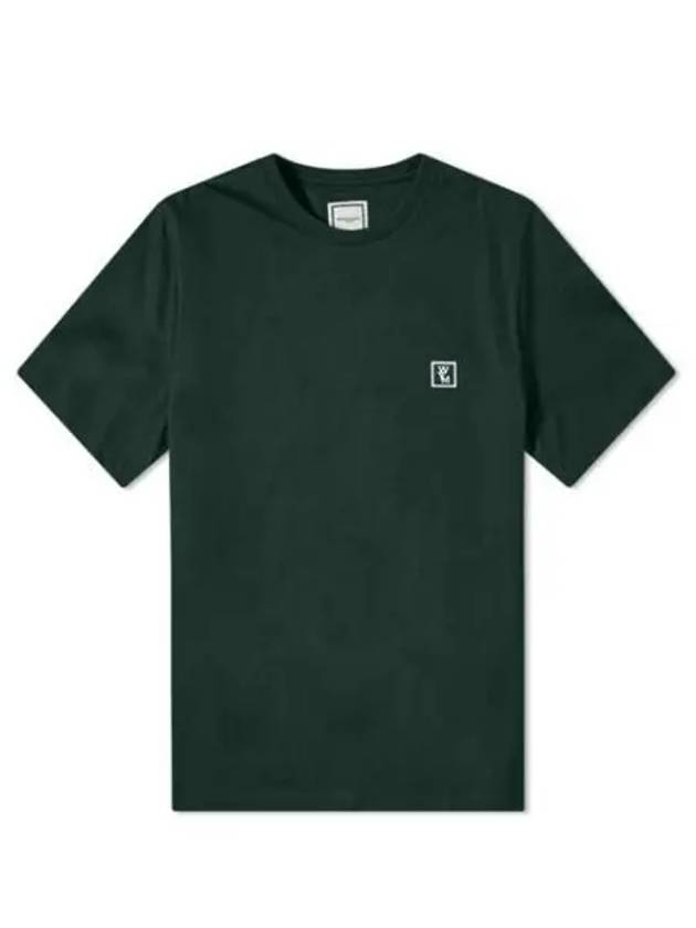 Back Logo Round Neck Cotton Short Sleeve T-Shirt Green - WOOYOUNGMI - BALAAN 1