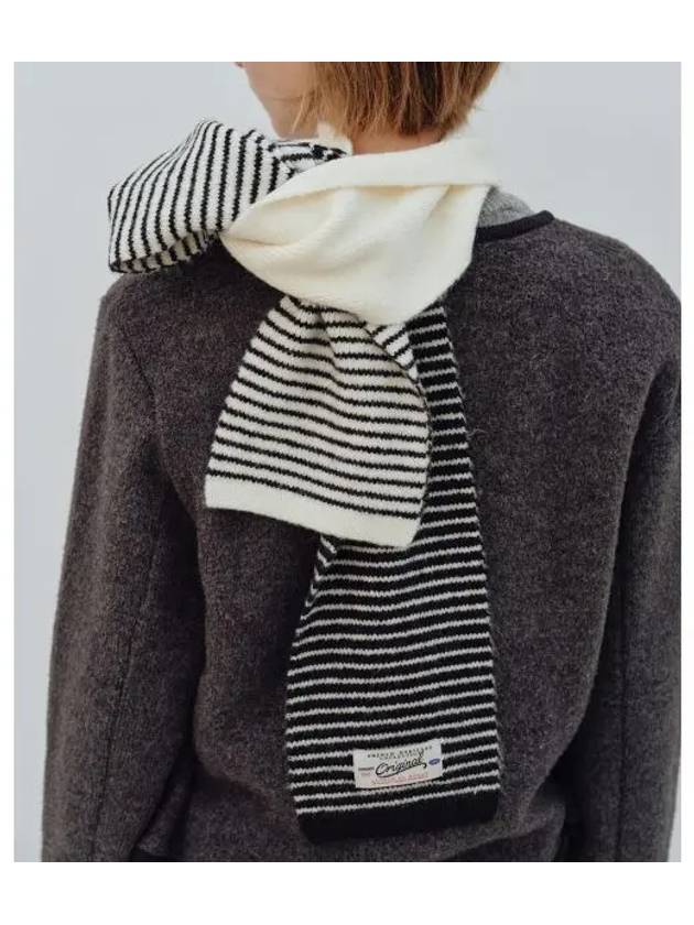 COLOR BLOCK KNIT MUFFLER white - BENSIMON - BALAAN 1