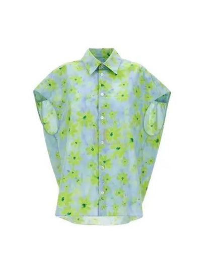 Floral Printing Short Sleeve Shirt Aqua Marine - MARNI - BALAAN 2