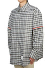 Prince of Wales Armband Oversized Long Sleeve Shirt Medium Grey - THOM BROWNE - BALAAN 3