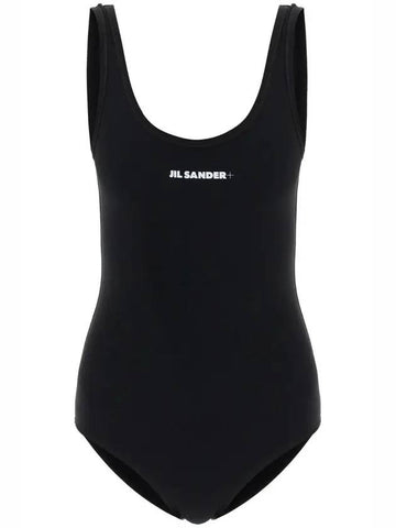 Women's Logo Printed Backless One-Piece Swimsuit Black - JIL SANDER - BALAAN 1