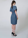 Cozy Belted Short Dress Indigo Blue - ATHPLATFORM - BALAAN 7