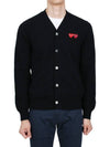 Double Heart V-Neck Cardigan Black - COMME DES GARCONS - BALAAN 3