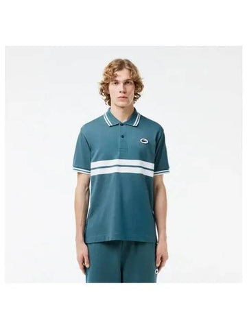 Men s Color Tipping Puff Badge Match Polo Moss Green - LACOSTE - BALAAN 1