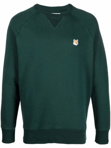 Men's Fox Head Patch Cotton Sweatshirt Dark Green - MAISON KITSUNE - BALAAN 1