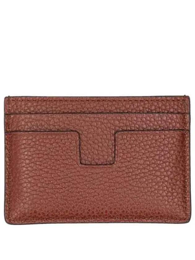 Classic Logo Grain Leather Card Wallet Brown - TOM FORD - BALAAN 3