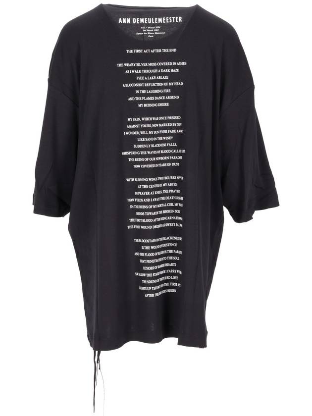 AGA HIGH COMFORT FIT T-SHIRT "FW24 POEM" PRINT MIL - ANN DEMEULEMEESTER - BALAAN 4