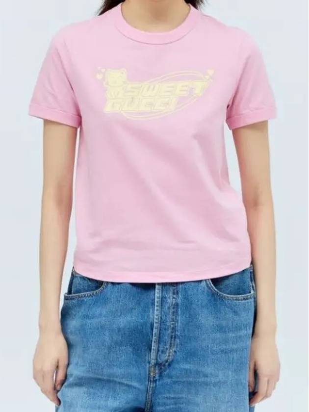 Cotton Jersey Short Sleeve T-Shirt Pink - GUCCI - BALAAN 2