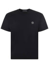 Logo Patch Cotton Short Sleeve T-Shirt Black - STONE ISLAND - BALAAN 2