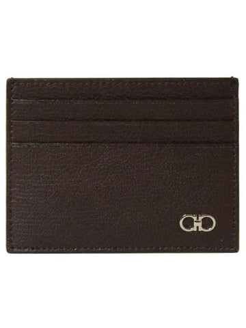 Gancini Leather Card Wallet Brown - SALVATORE FERRAGAMO - BALAAN 1