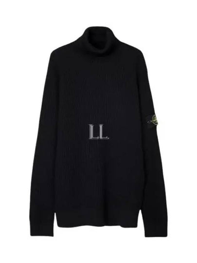 Men's Logo Patch Turtleneck Black - STONE ISLAND - BALAAN 2