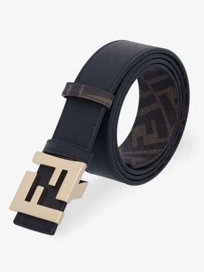 FF Buckle Pattern Reversible Leather Belt Black - FENDI - BALAAN 2