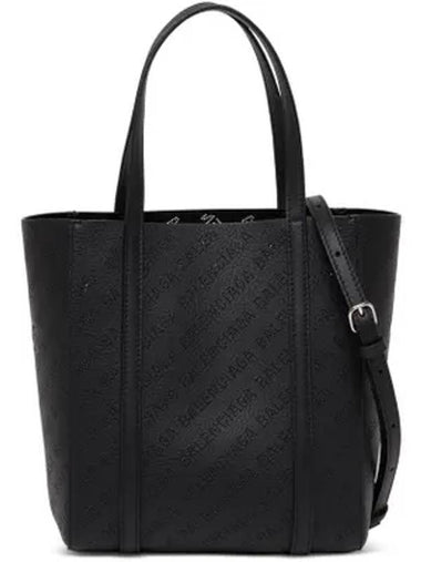 Everyday All Over Logo Leather Tote Back Black - BALENCIAGA - BALAAN 1