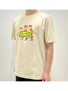 Surfing Foxes Logo Print Short Sleeve T-Shirt Beige - MAISON KITSUNE - BALAAN 3