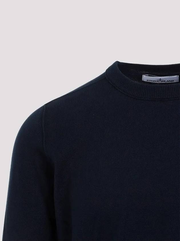 Crewneck Soft Cotton Knit Top Navy - STONE ISLAND - BALAAN 4