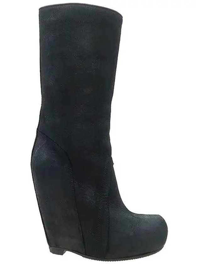 Black leather wedge heel women s long boots - RICK OWENS - BALAAN 3