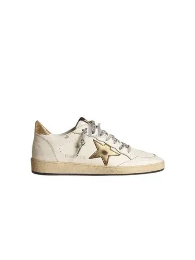 Women's Ballstar Leather Upper Laminate Star Heel Tab Low Top Sneakers Milk Gold - GOLDEN GOOSE - BALAAN 2