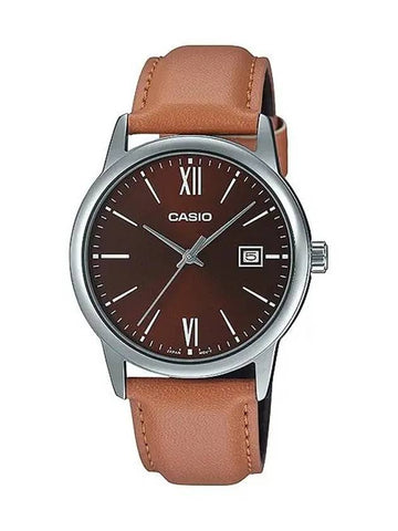 Men's Leather Wrist Watch MTPV002L5B3 - CASIO - BALAAN 1