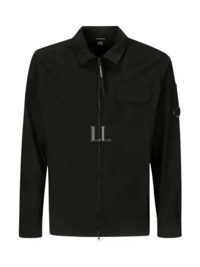 Oversized Organic Gabardine Long Sleeve Shirt Black - CP COMPANY - BALAAN 2