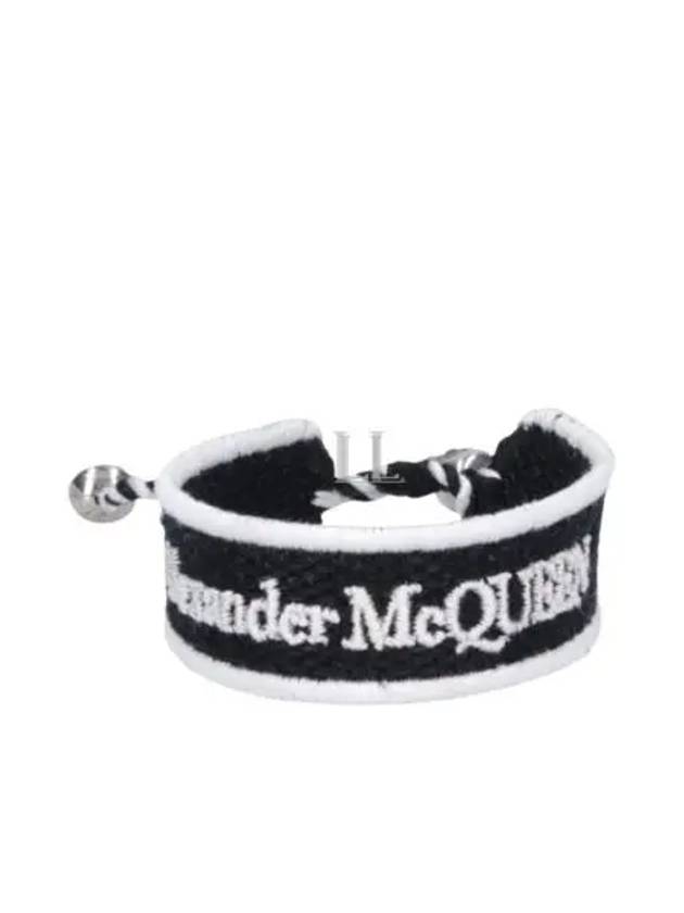 Embroidered Logo Bracelet Black - ALEXANDER MCQUEEN - BALAAN 2