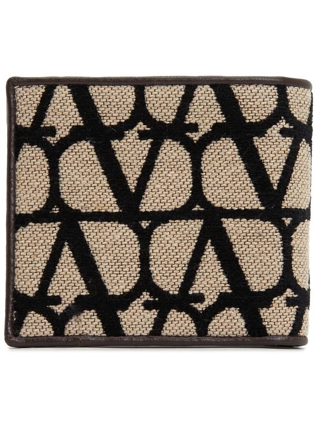 Toile Iconographe Fabric Leather Half Wallet Beige - VALENTINO - BALAAN 3