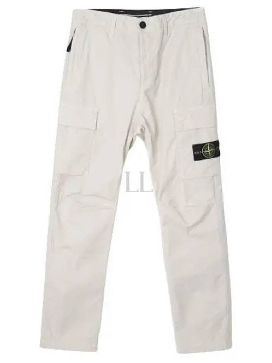 Stretch Cotton Gabardine Garment Dyed Cargo Straight Pants Stucco - STONE ISLAND - BALAAN 2