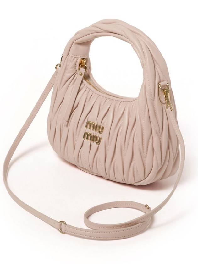 Wander Matelasse Nappa Leather Mini Hobo Tote Bag Powder Pink - MIU MIU - BALAAN 3