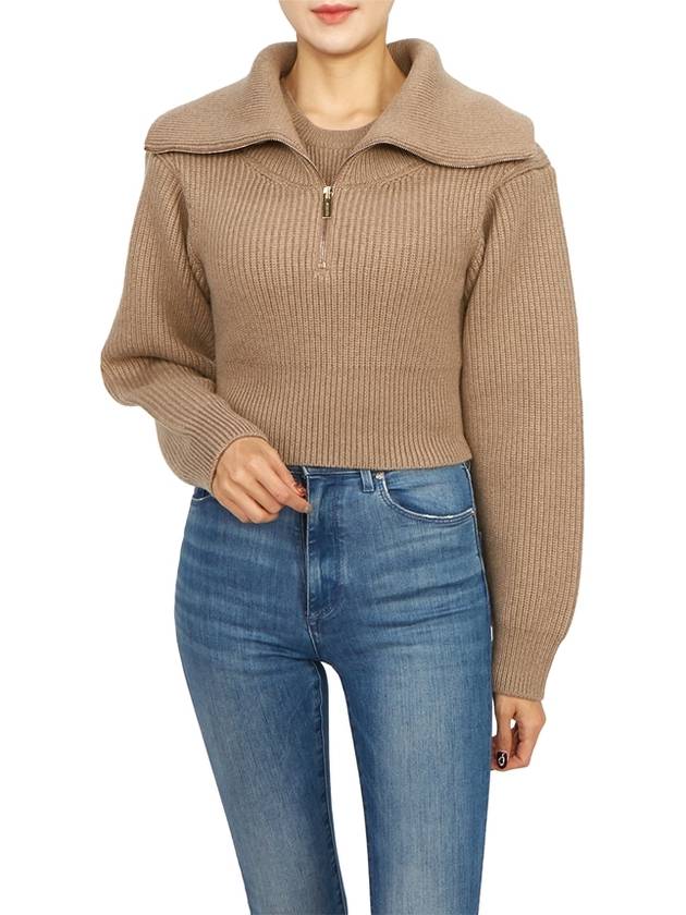 La Maille Risoul Double Collar Knit Top Dark Beige - JACQUEMUS - BALAAN 8