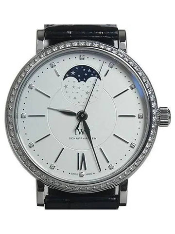 IW459008 Diamond Portofino Automatic Moon Phase 37MM Leather Watch - IWC - BALAAN 1