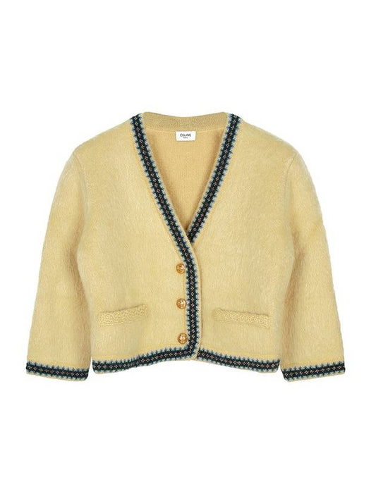 Mohair Wool Cardigan Pale Yellow - CELINE - BALAAN 2