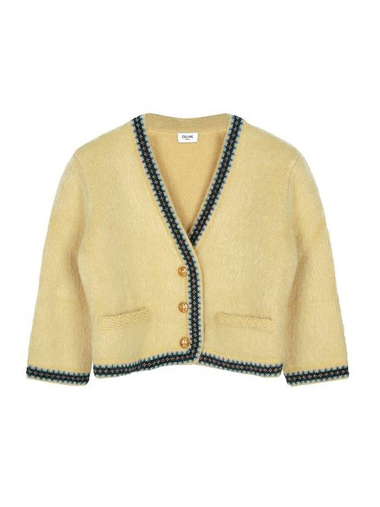 Mohair Wool Cardigan Pale Yellow - CELINE - BALAAN 1