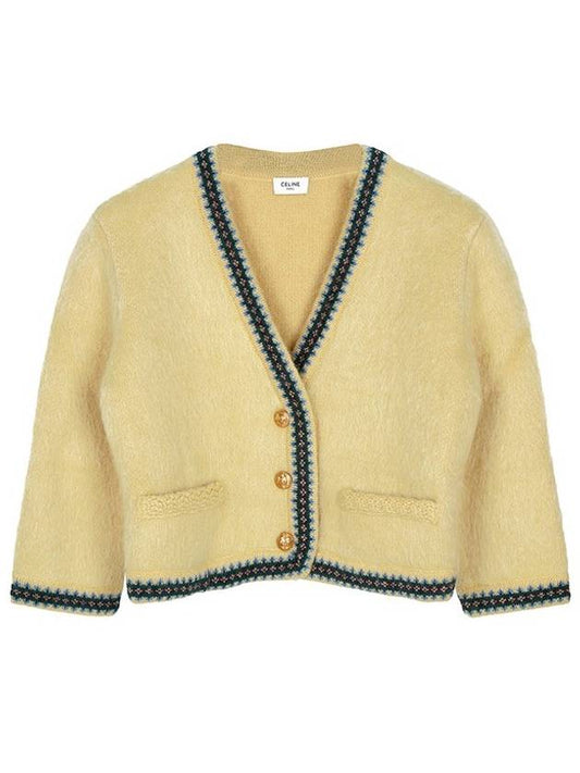 Pale Yellow Wool Jacket Cardigan 2AI55193V 11PY - CELINE - BALAAN 2