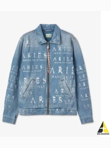 Destroyed denim jacket blue FTAR70001BLU - ARIES - BALAAN 1