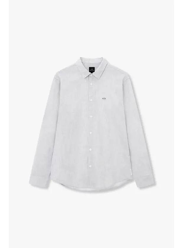 Men s Micro Check Cotton Shirt White - ARMANI EXCHANGE - BALAAN 1