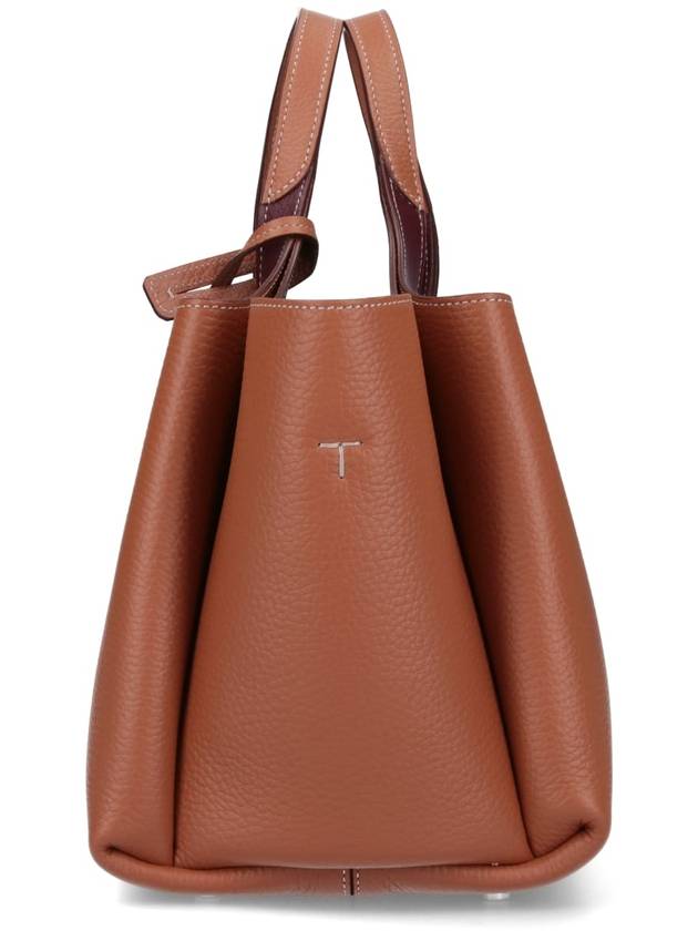 T Timeless Leather Small Tote Bag Brown - TOD'S - BALAAN 6